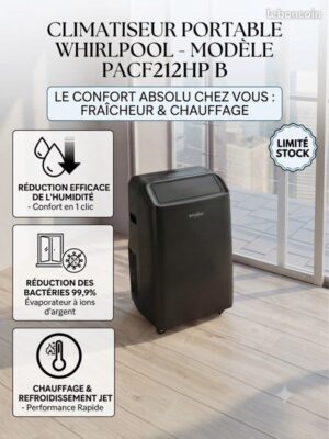 Climatiseur mobile Whirlpool PACF212HP B Noir