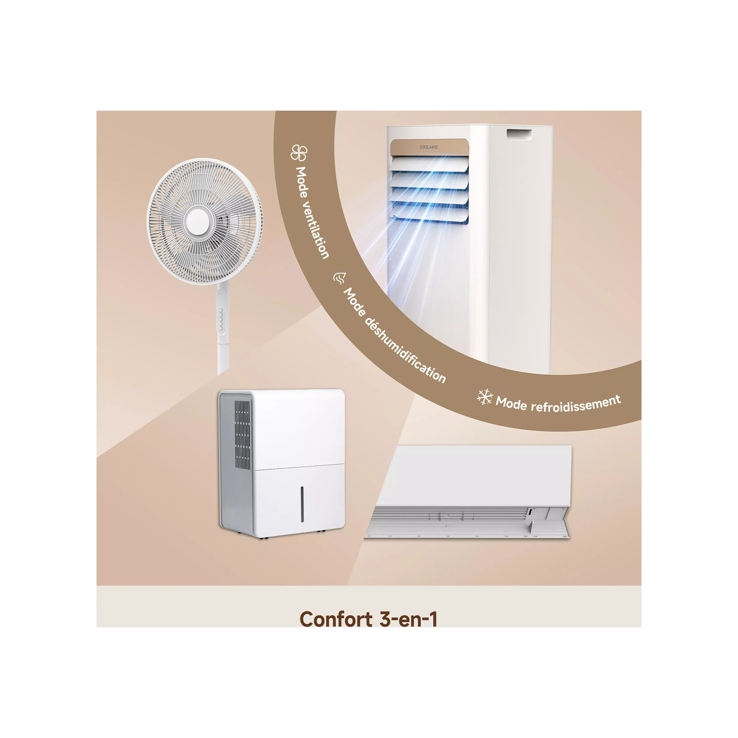 DREAME Réf. 1242876 Climatiseur DREAME P-Wind 9K-Camel Gold – Image 4